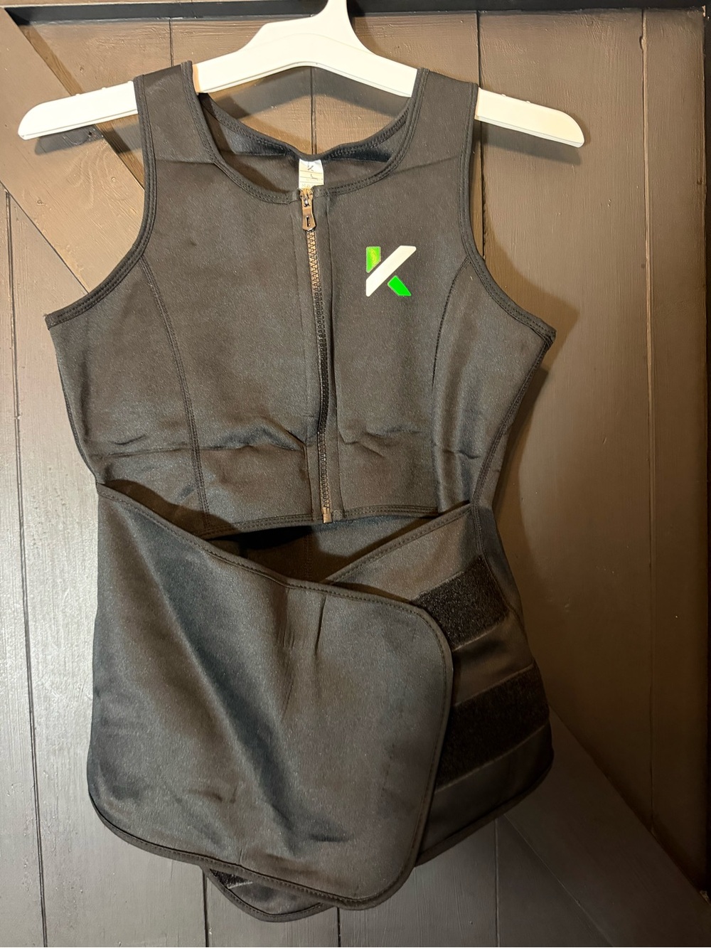 Koral Black Zip-Front Crop Top with Neon Green Logo